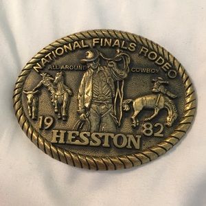 National Finals Rodeo 1982 Brass Belt Buck Buckle